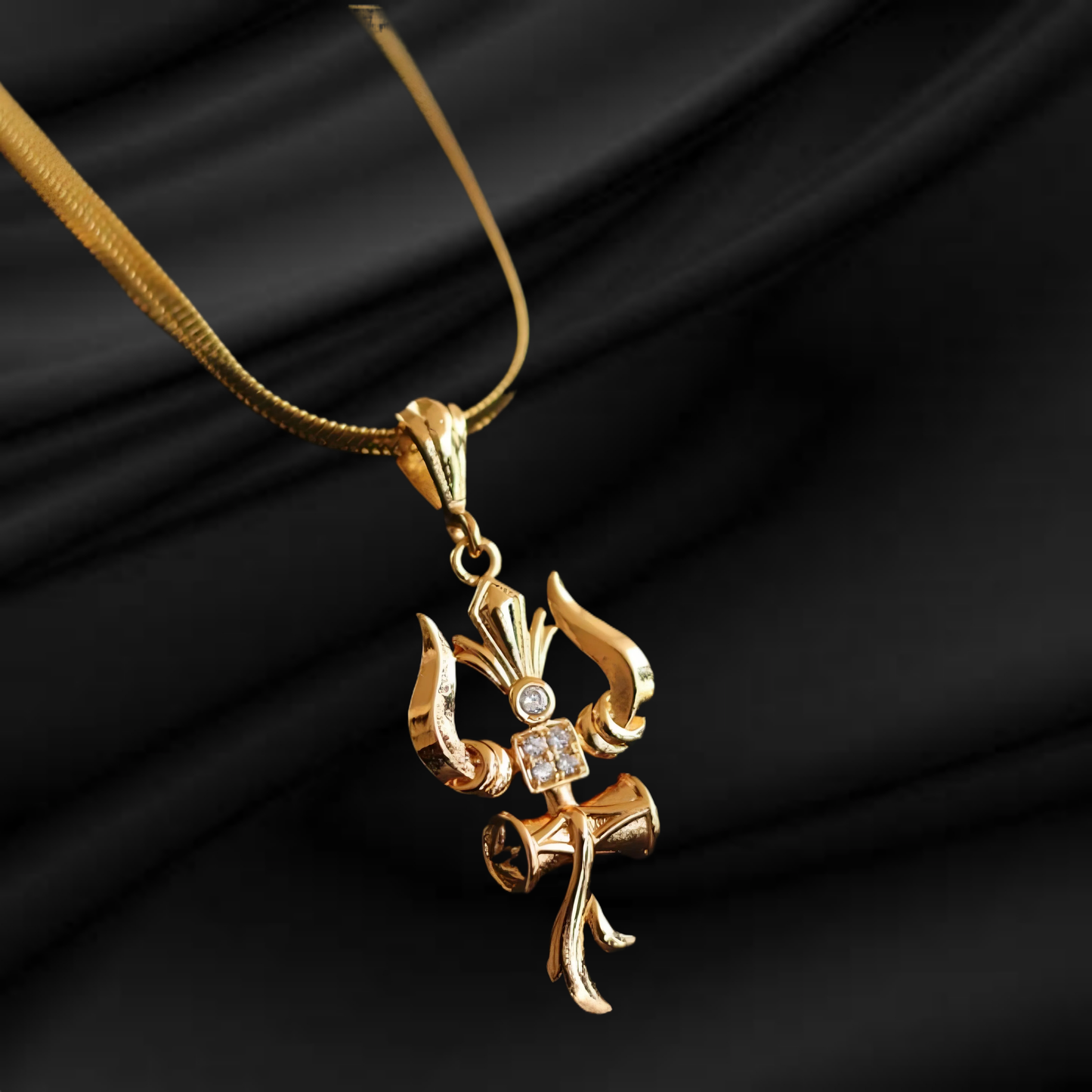 Divine Trishul Pendant with Gold-Plated Chain
