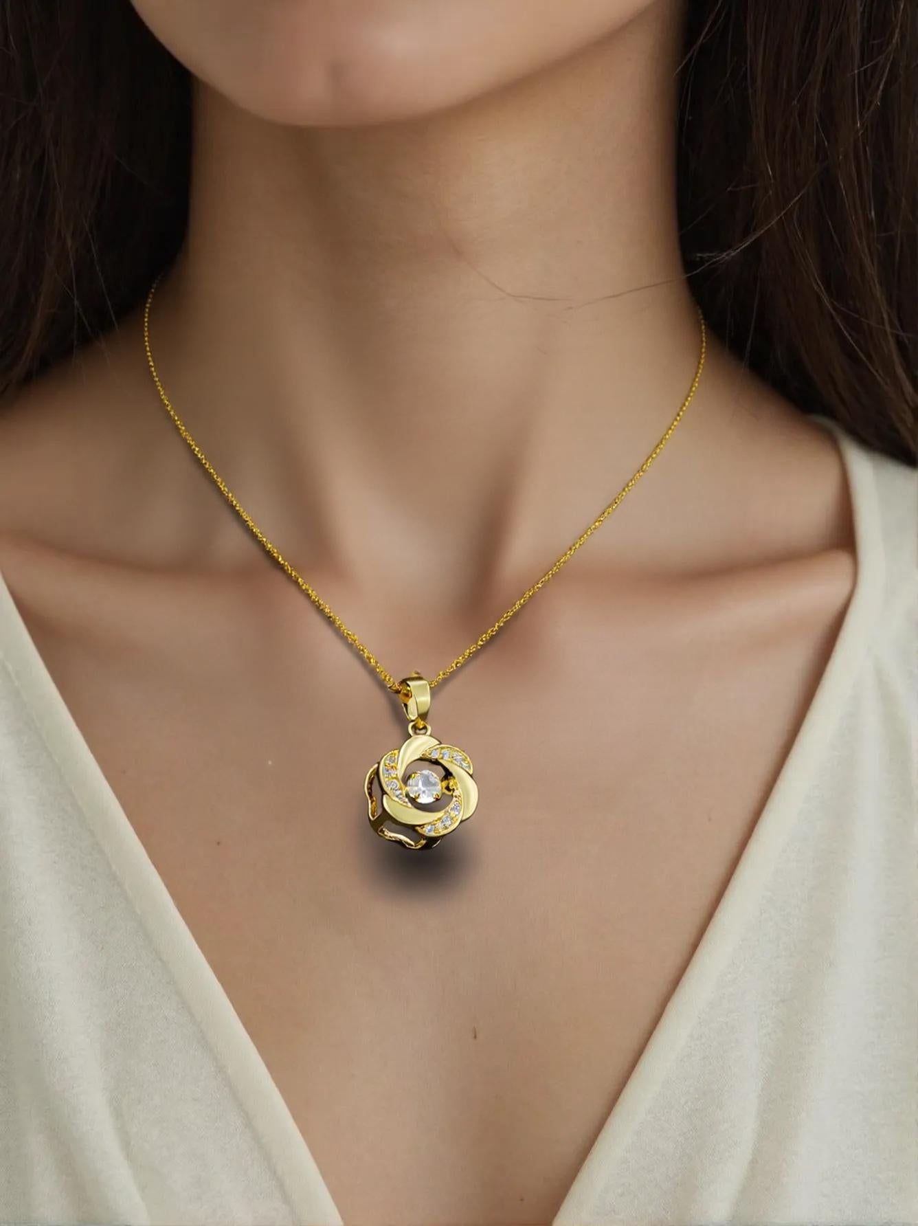 Elegant American Diamond Pendant with Chain – Timeless Sparkle
