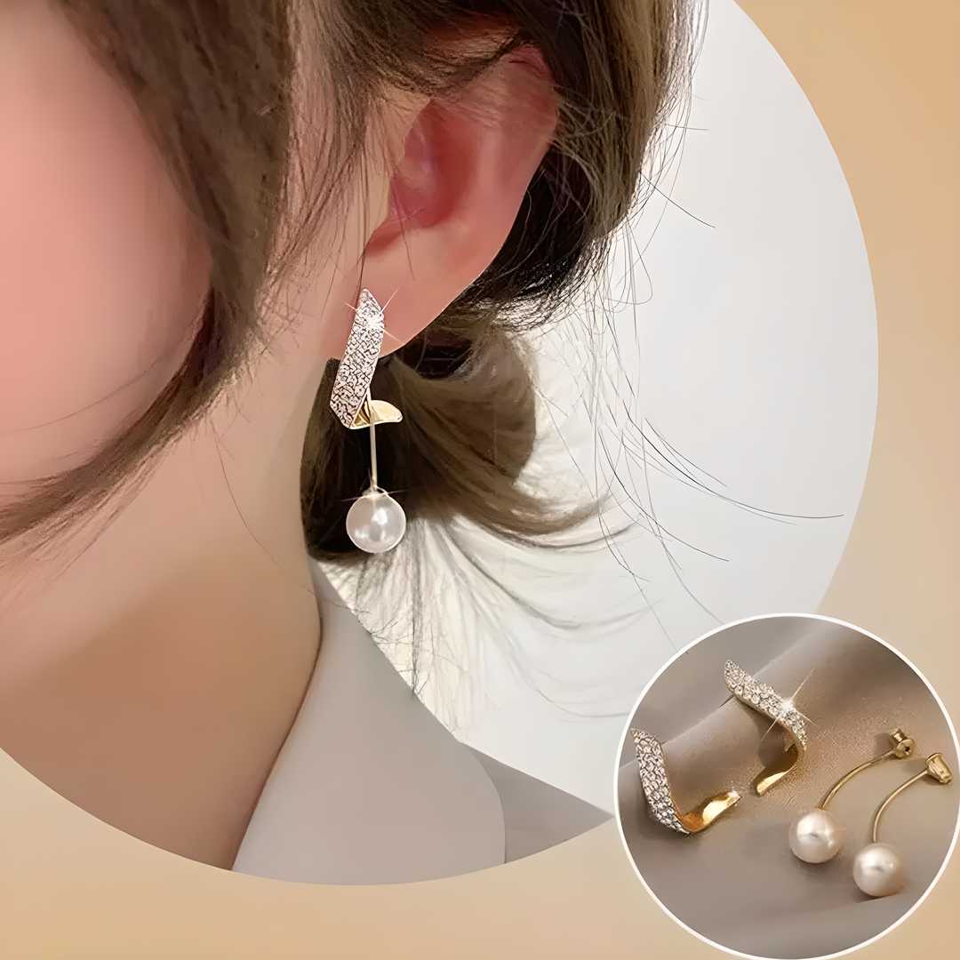 Korean Beautiful Pearl Wing Stud Earrings – 2 Pcs Set