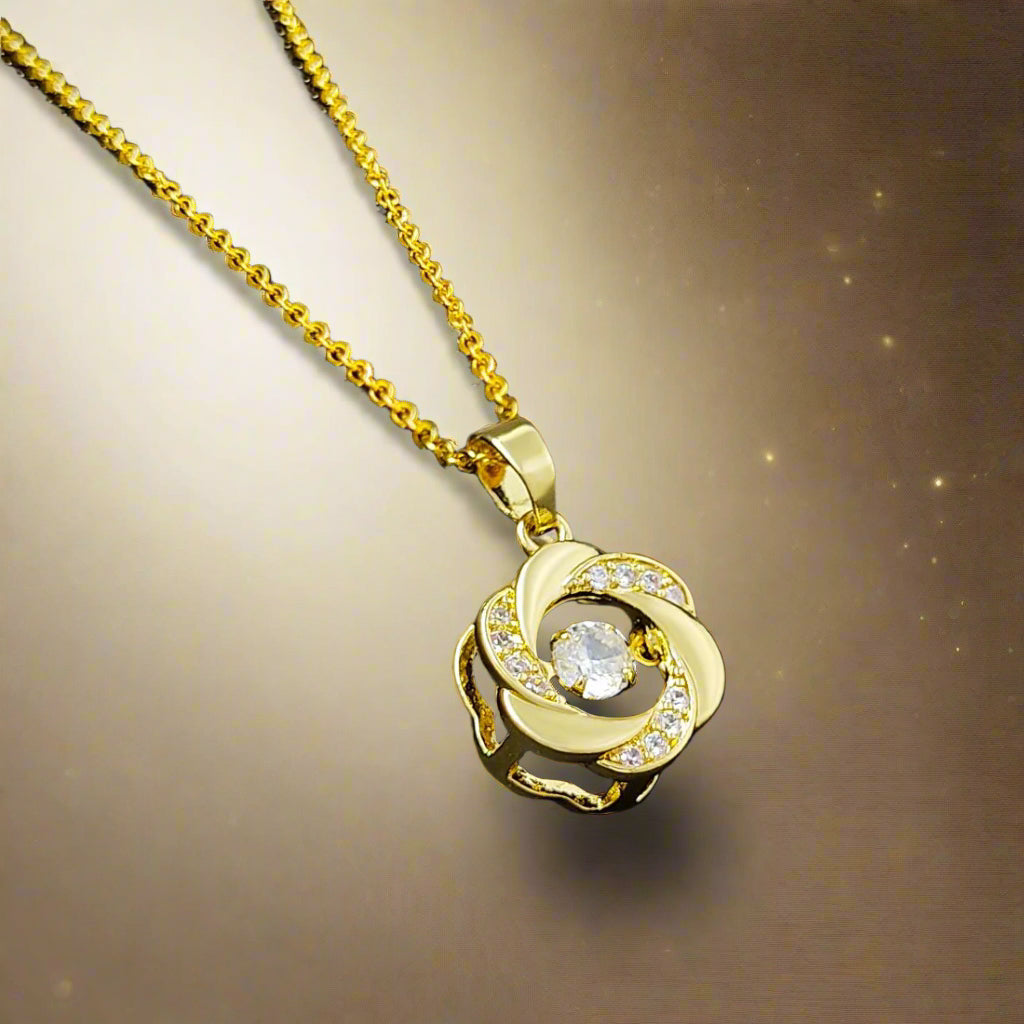 Elegant American Diamond Pendant with Chain – Timeless Sparkle