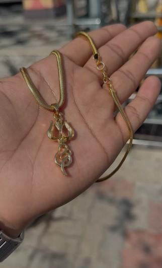 Gold Plated Trishul Pendant with Chain – Bold Spiritual Elegance for Men
