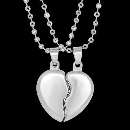 Elegant Silver Plated Couple Pendant with Chain – Symbol of Eternal Bond