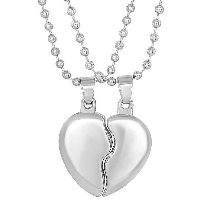 Elegant Silver Plated Couple Pendant with Chain – Symbol of Eternal Bond