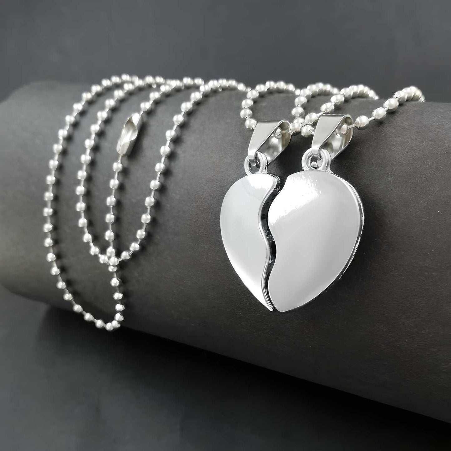 Elegant Silver Plated Couple Pendant with Chain – Symbol of Eternal Bond