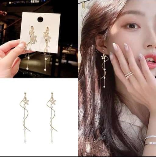 Zircon Eye Tassel Cat Earrings – Silver Tone Western Style for Women & Girls