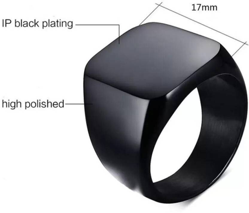 Saizen Black Square Vintage Ring – Bold & Timeless