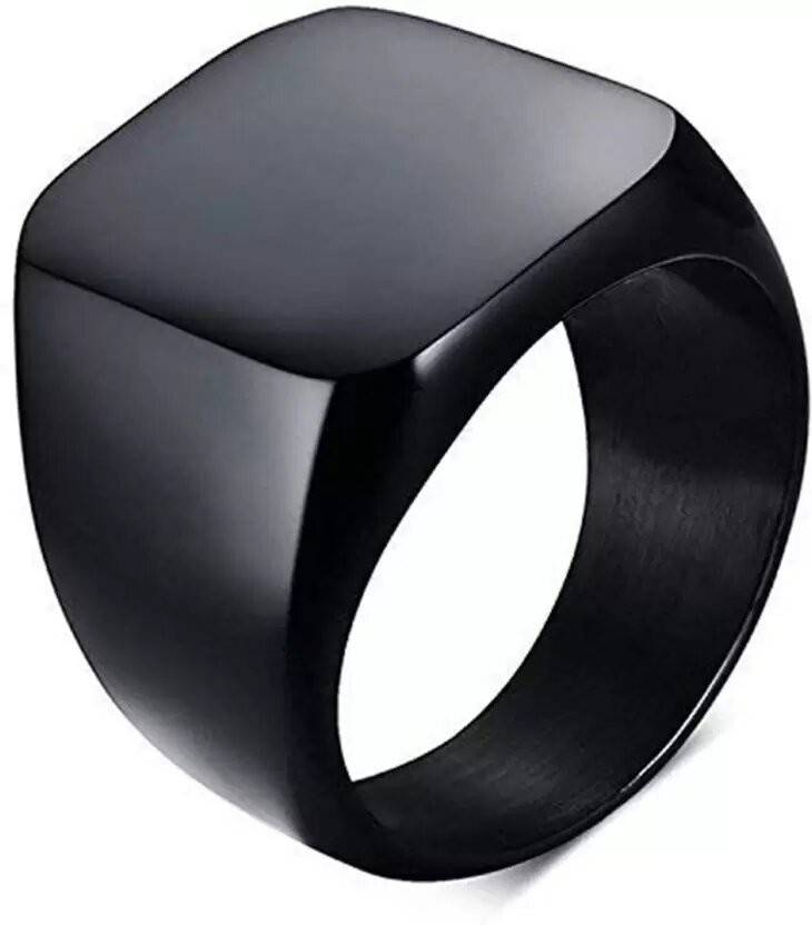 Saizen Black Square Vintage Ring – Bold & Timeless