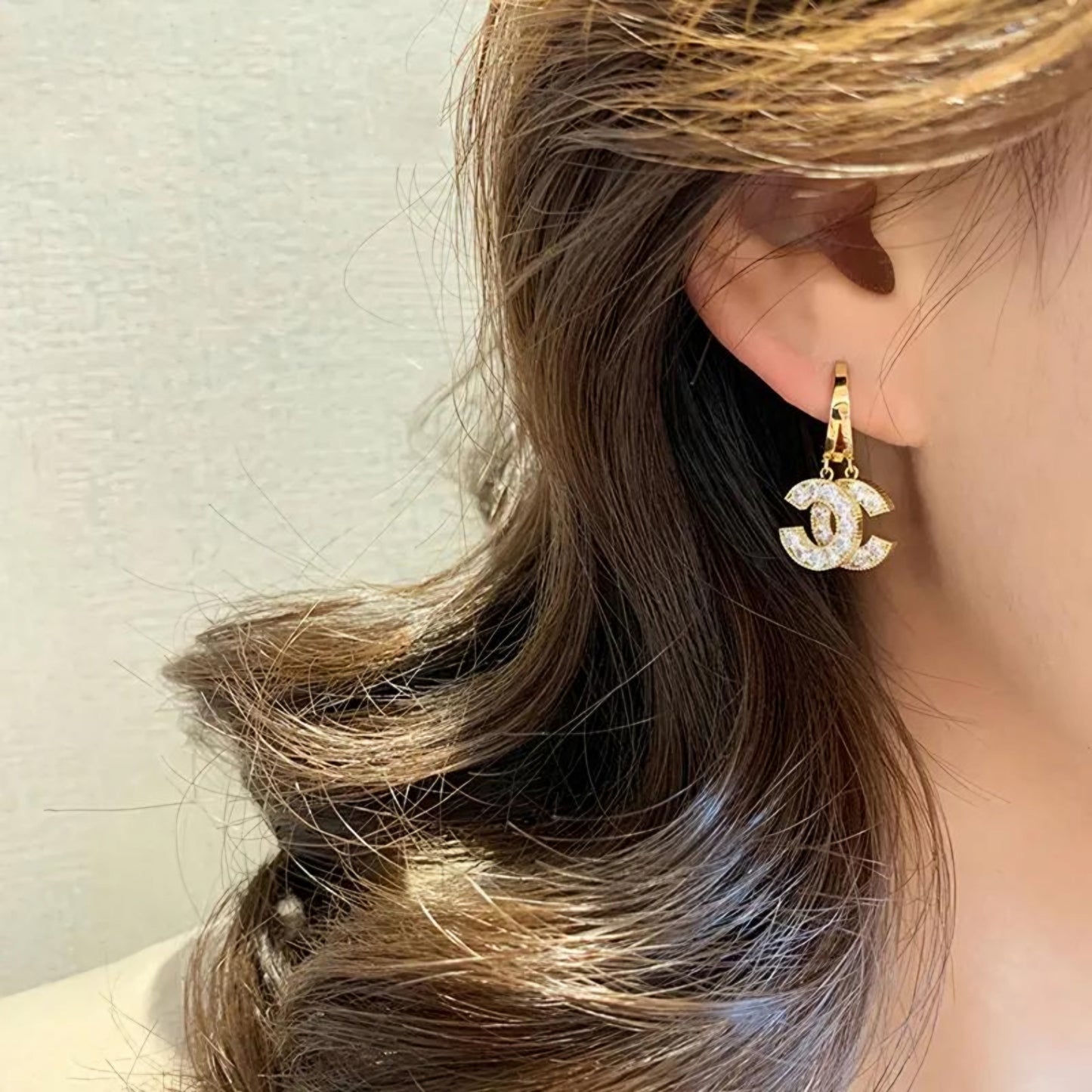 Gold Plated Hoop Double C Drop Earrings – Elegant & Trendy