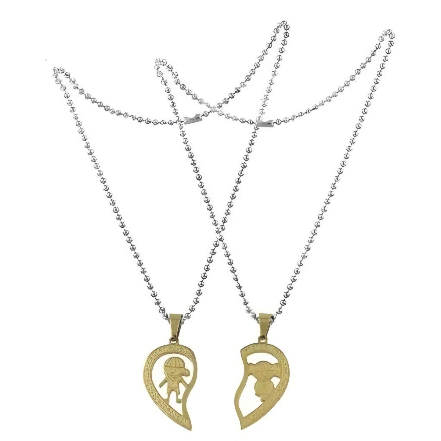 Forever Love – Stainless Steel Heart Couple Pendant with Chain