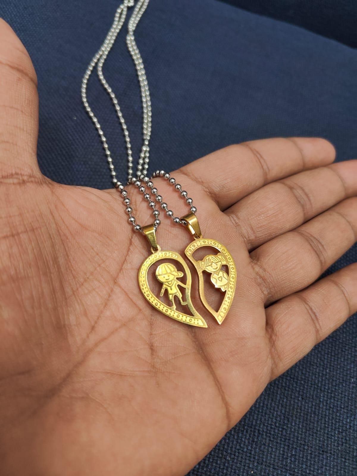 Forever Love – Stainless Steel Heart Couple Pendant with Chain