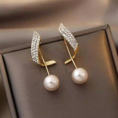 Korean Beautiful Pearl Wing Stud Earrings – 2 Pcs Set