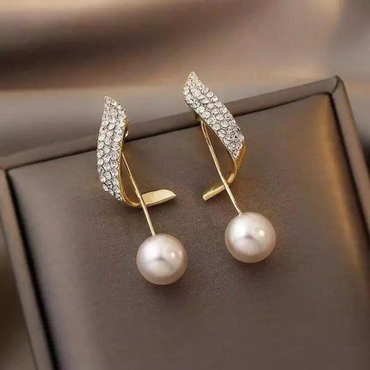Korean Beautiful Pearl Wing Stud Earrings – 2 Pcs Set