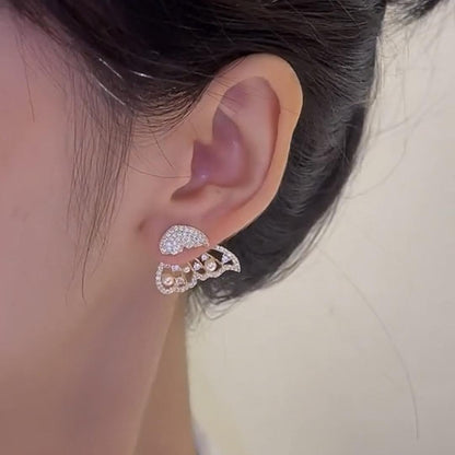 Korean Pearl & Cubic Zirconia Stud Earrings – Chic Sparkle for Modern Women