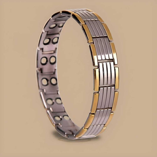 Ultra Strength Magnetic Therapy Bio Bracelet for Boys & Men – Silver & Gold Finish