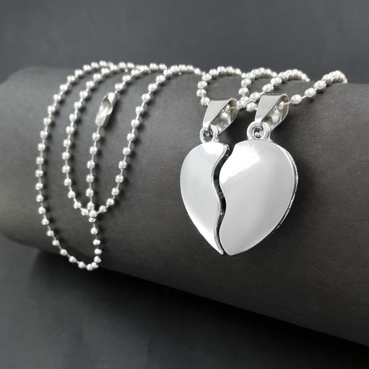 Elegant Silver Plated Couple Pendant with Chain – Symbol of Eternal Bond