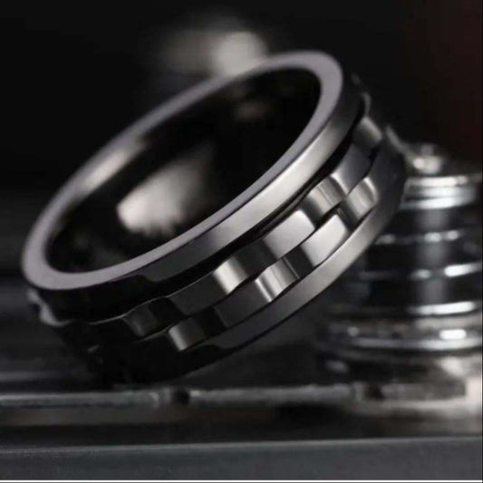 Midnight Duo – Black Stainless Steel Ring Set for Men