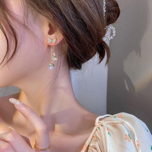 Trendy Bowknot Tassel Dual-Wear Earrings for Women