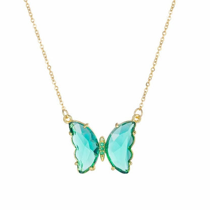 Pretty Blue Crystal Butterfly Pendant Necklace – Elegant Charm for Women and Girls
