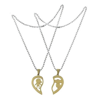 Forever Love – Stainless Steel Heart Couple Pendant with Chain